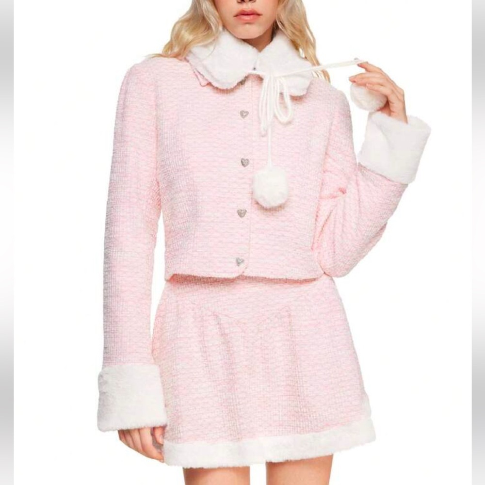 Pink and White Women's Skirt Set